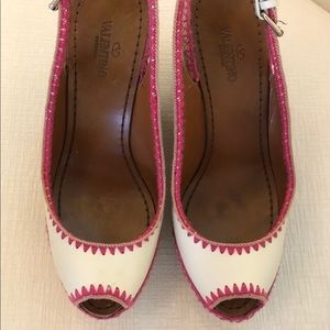 Valentino Peep-toe Espadrille Sling-back Wedges